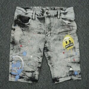 Southpole Shorts Mens 34 Gray Emoji Denim Slim Stretch‎ Straight Pockets Jorts